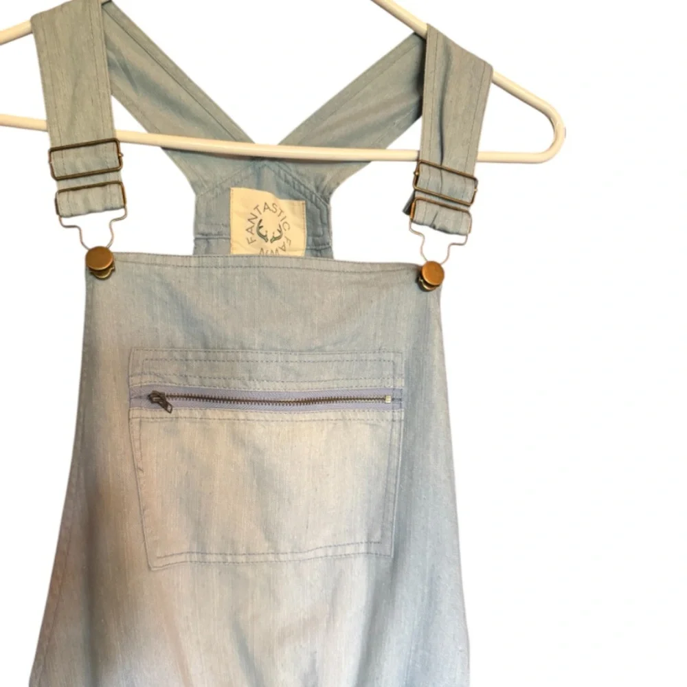 Vintage Inspired Painters Jumpsuit Light Blue Denim W Tie Waist Overalls Trend